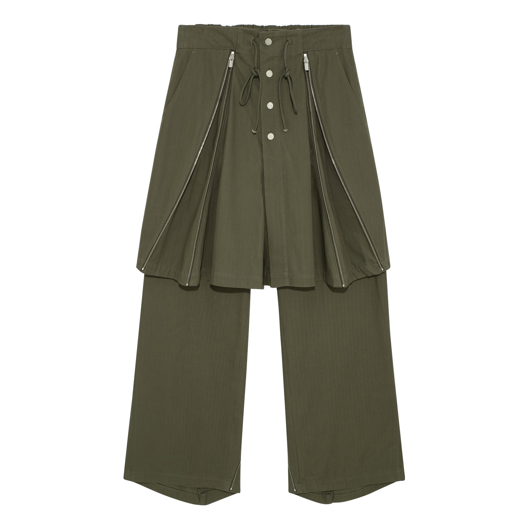 Double Layered Zip Trousers-Army — FFFPOSTALSERVICE